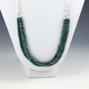 Rough Emerald and Sterling Silver Necklace